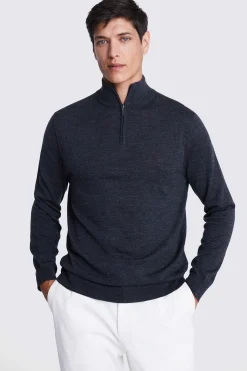 Charcoal Merino Zip-Neck Jumper