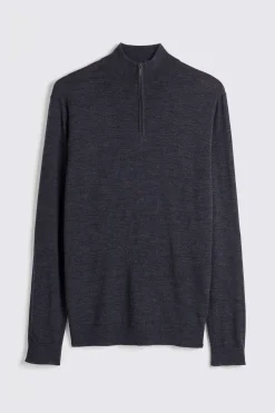 Charcoal Merino Zip-Neck Jumper