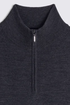 Charcoal Merino Zip-Neck Jumper