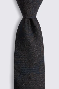 Chocolate & Navy Paisley Tie