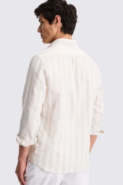 Cotton Linen Camel Stripe Shirt