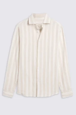 Cotton Linen Camel Stripe Shirt