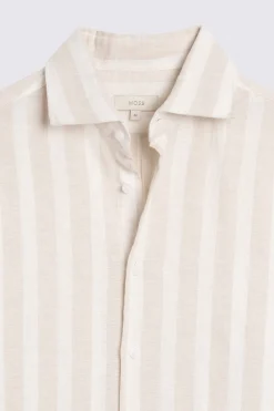 Cotton Linen Camel Stripe Shirt