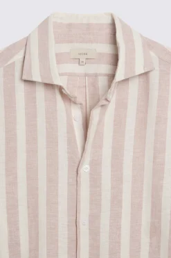 Cotton Linen Dusty Pink Wide Stripe Shirt