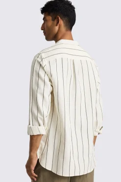 Cotton Linen Neutral Woven Stripe Shirt