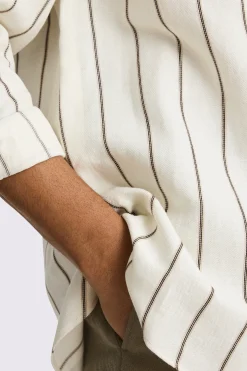 Cotton Linen Neutral Woven Stripe Shirt