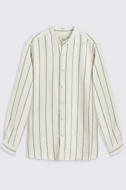 Cotton Linen Neutral Woven Stripe Shirt