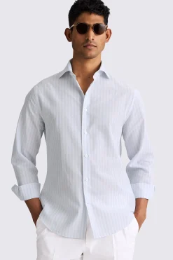 Cotton Linen Sky Bengal Stripe Shirt