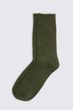 Dark Green Melange Ribbed Socks