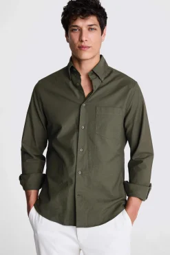 Dark Green Washed Oxford Shirt