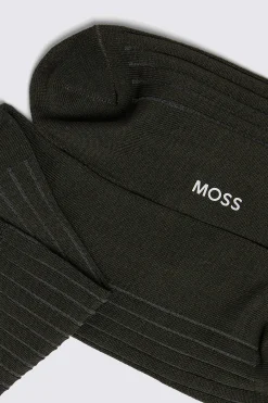 Dark Olive Fine Ribbed Socks