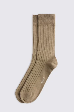 Dusky Green Ribbed Mercerised Socks
