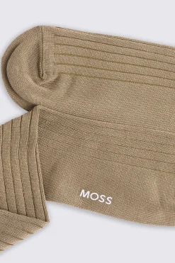 Dusky Green Ribbed Mercerised Socks