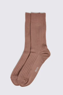 Dusty Pink Fine Ribbed Socks