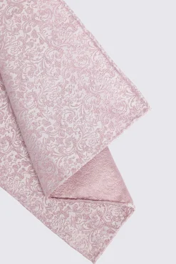 Dusty Pink Floral Swirl Silk Pocket Square