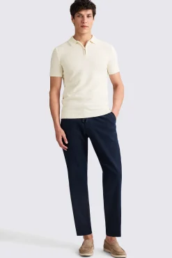 Ecru Bouclé Zip-Neck Polo Shirt