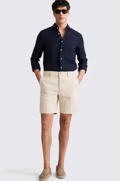 Ecru Herringbone Shorts