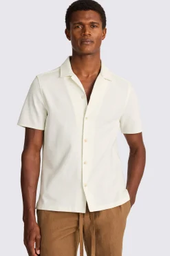 Ecru Knitted Cuban Collar Shirt