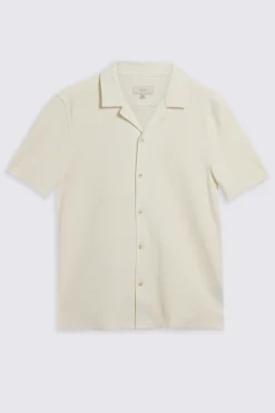 Ecru Knitted Cuban Collar Shirt