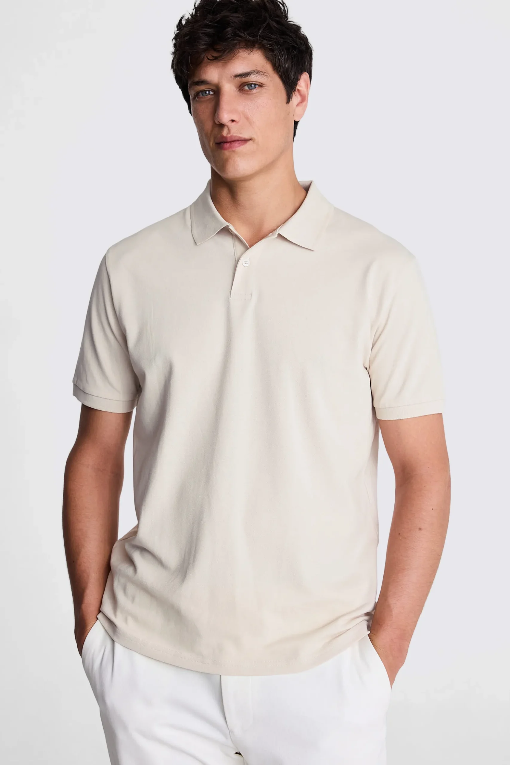 Ecru Pique Polo Shirt