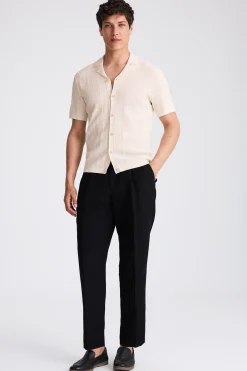 Ecru Pointelle Cuban Shirt