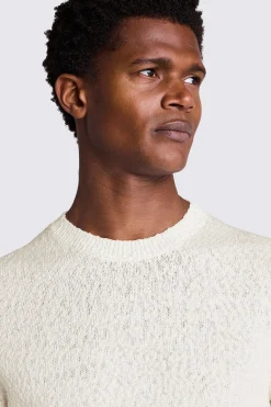 Ecru Slouchy Bouclé Crew Neck Jumper