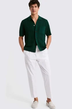 Emerald Green Chevron Pointelle Knitted Shirt