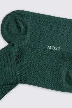 Emerald Green Ribbed Mercerised Socks