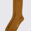 Gold Fine Ribbed Socks