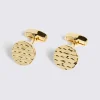 Gold Textured Round Cufflinks