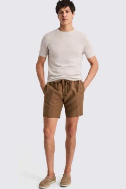 Gold Wool Linen Shorts