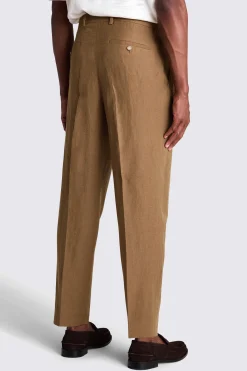 Gold Wool Linen Wide Leg Trousers