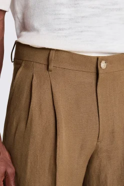Gold Wool Linen Wide Leg Trousers