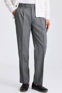 Grey Wool Pleated Trousers