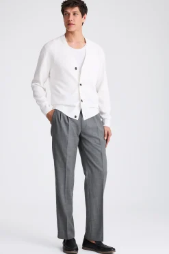 Grey Wool Pleated Trousers