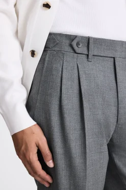 Grey Wool Pleated Trousers
