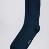 Indigo Fine Ribbed Socks