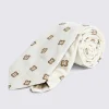 Italian Ecru & Brown Floral Tie
