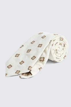 Italian Ecru & Brown Floral Tie