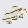 Italian Ecru & Brown Striped Tie