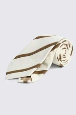 Italian Ecru & Brown Striped Tie