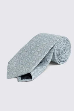 Italian Mid Blue Textured Geometric Tie