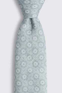 Italian Mid Blue Textured Geometric Tie