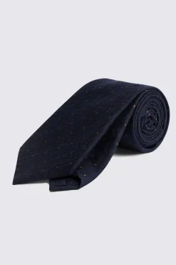 Italian Navy & Copper Textured Spot Tie