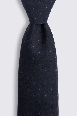 Italian Navy & Copper Textured Spot Tie