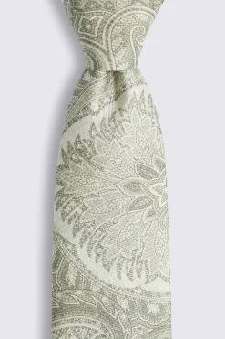 Italian Sage Green Large Paisley Tie