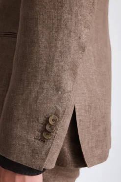 Italian Tailored Brown Twill Linen Suit