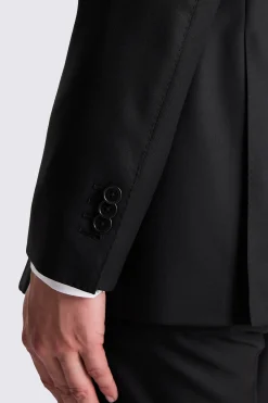 Italian Tailored Fit Black Twill Suit