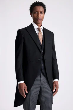 Italian Tailored Fit Black Herringbone Jacket
