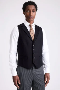 Italian Tailored Fit Black Herringbone Jacket